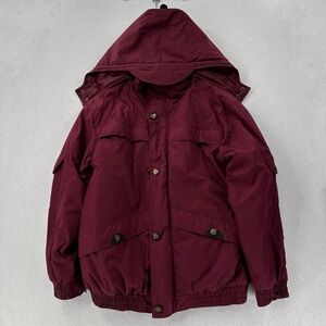 John Blair Mens Maroon Long Sleeve Parka Zip Pocket Hooded Jacket Med‎ Coat